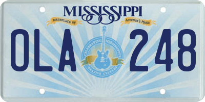 MS license plate OLA248