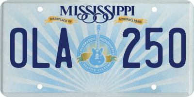 MS license plate OLA250