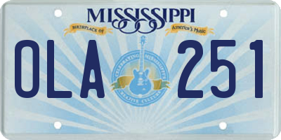 MS license plate OLA251