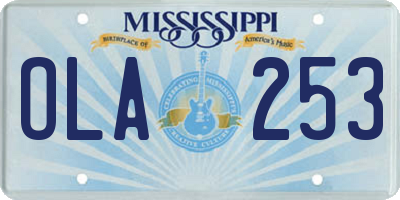 MS license plate OLA253