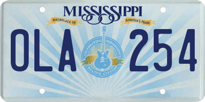 MS license plate OLA254