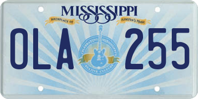 MS license plate OLA255