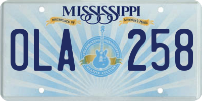 MS license plate OLA258
