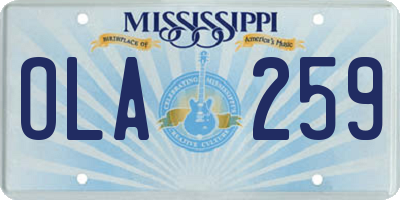 MS license plate OLA259