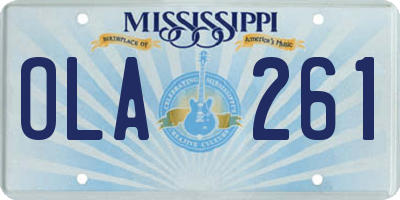 MS license plate OLA261