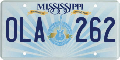 MS license plate OLA262