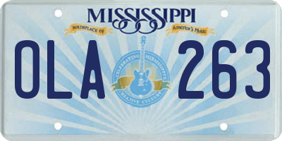 MS license plate OLA263