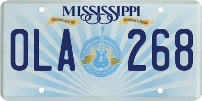 MS license plate OLA268