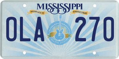 MS license plate OLA270