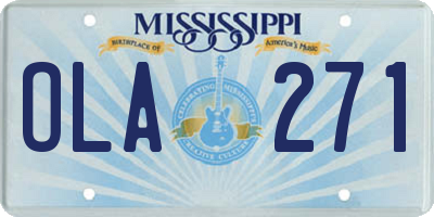 MS license plate OLA271