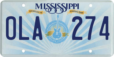 MS license plate OLA274