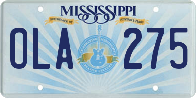 MS license plate OLA275