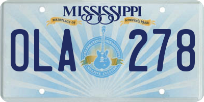 MS license plate OLA278