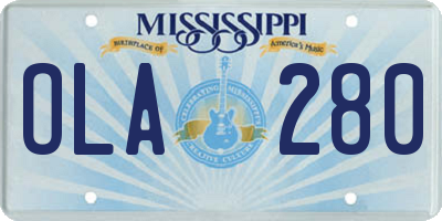 MS license plate OLA280