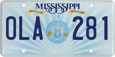 MS license plate OLA281