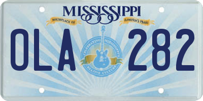 MS license plate OLA282