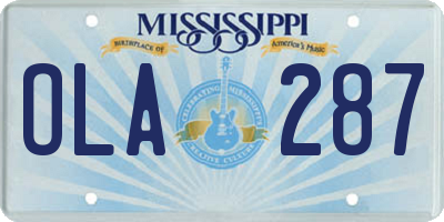 MS license plate OLA287