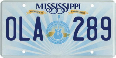 MS license plate OLA289