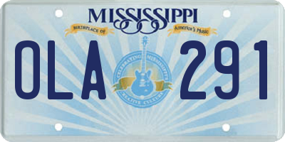 MS license plate OLA291