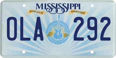 MS license plate OLA292