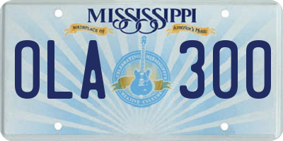 MS license plate OLA300