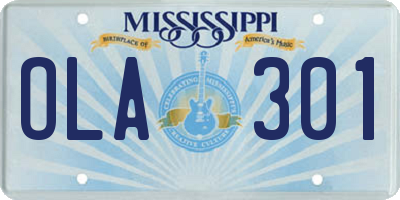 MS license plate OLA301