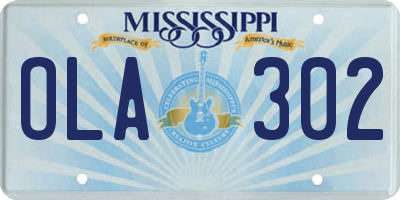 MS license plate OLA302