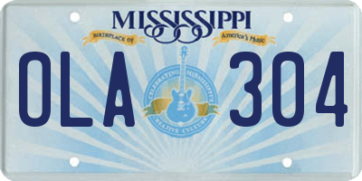 MS license plate OLA304