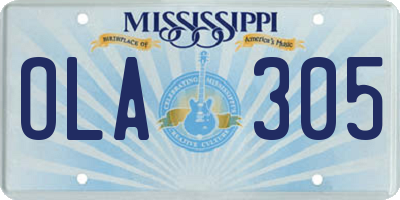 MS license plate OLA305