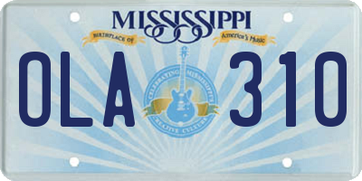 MS license plate OLA310