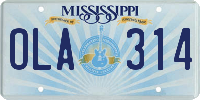 MS license plate OLA314