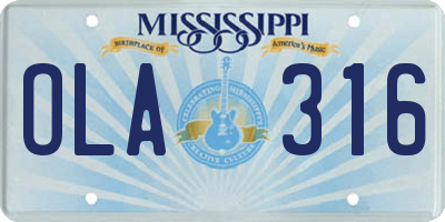 MS license plate OLA316