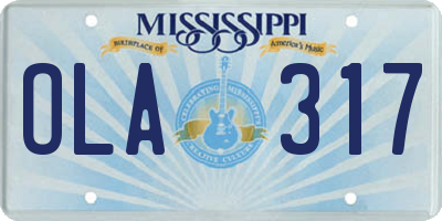 MS license plate OLA317