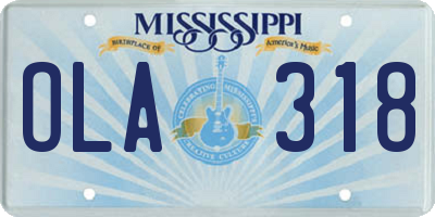 MS license plate OLA318
