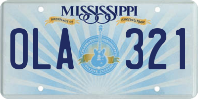 MS license plate OLA321