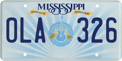 MS license plate OLA326