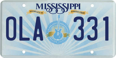 MS license plate OLA331