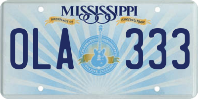 MS license plate OLA333