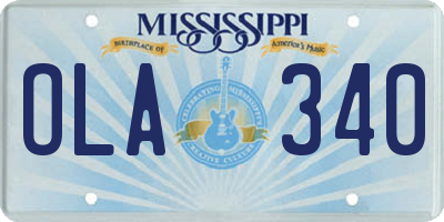 MS license plate OLA340