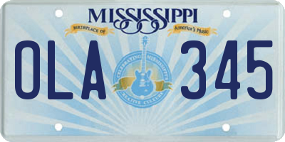 MS license plate OLA345