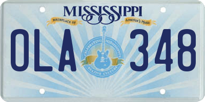 MS license plate OLA348