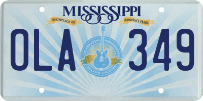 MS license plate OLA349
