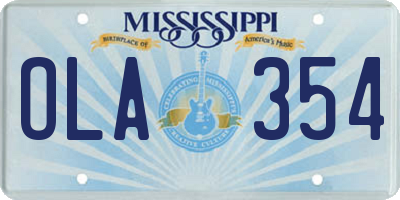 MS license plate OLA354