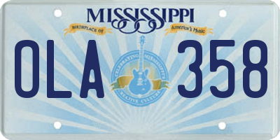 MS license plate OLA358