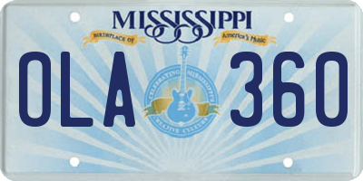 MS license plate OLA360