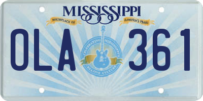 MS license plate OLA361