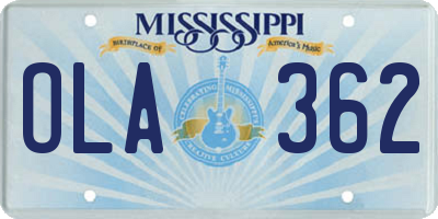 MS license plate OLA362