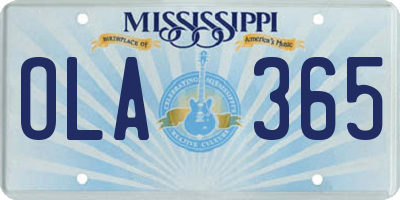 MS license plate OLA365