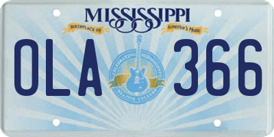 MS license plate OLA366