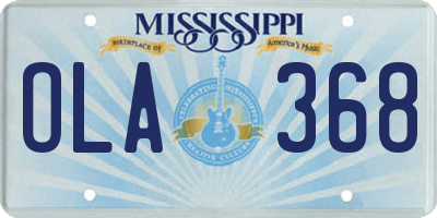 MS license plate OLA368